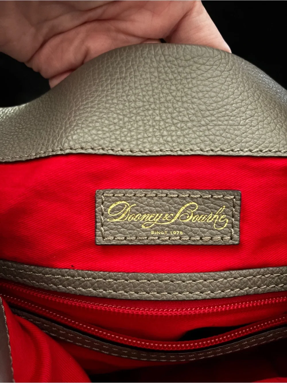 Dooney & Bourke Pebbled Leather Hobo Shoulder Bag With Duck Logo Clasp